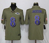 Nike Ravens 8 Lamar Jackson Olive Salute To Service Limited Jersey,baseball caps,new era cap wholesale,wholesale hats